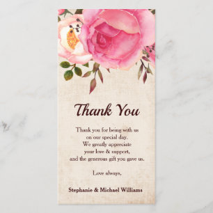 Rustic Country Floral Wedding Thank you card