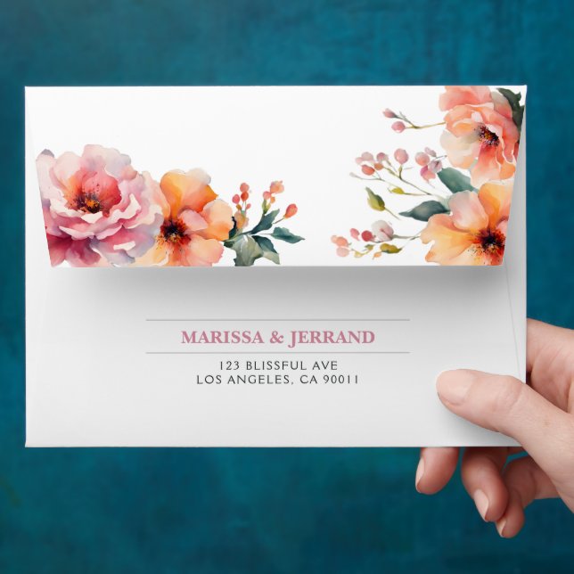 Rustic Country Floral White Wedding Envelope (Hand)