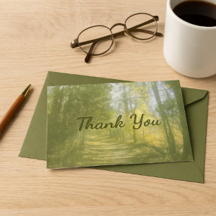 Rustic Country Forest Scene Thank You Postcard