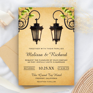Rustic Country Garden Hanging Lanterns Wedding Invitation