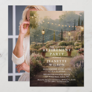 Rustic Country Garden Retirement Party Photo Invitation