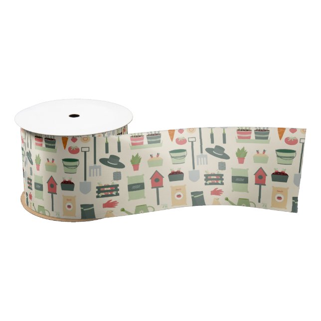Rustic Country Gardening and Homestead Satin Ribbon (Spool)