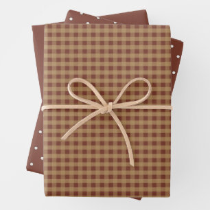 Rustic Country Gingham and Polka Dots Wrapping Paper Sheet
