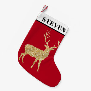 Rustic Country Gold Deer Small Christmas Stocking