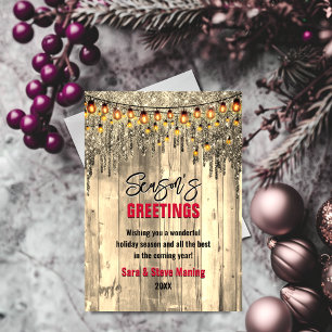 Rustic Country gold glitter Christmas greeting  Holiday Card