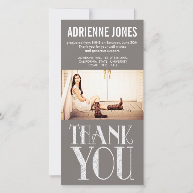 Rustic Country Graduation Thank You Photo Card (Front)