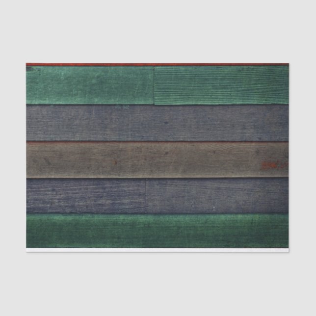 Rustic Country Green Grey Brown Wood Grain Texture Tissue Paper (Front)