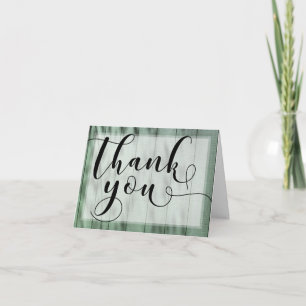 Rustic, Country, Green Wood Thank You with Message Card