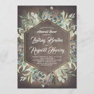 Rustic Country Greenery Barn Rehearsal Dinner Invitation