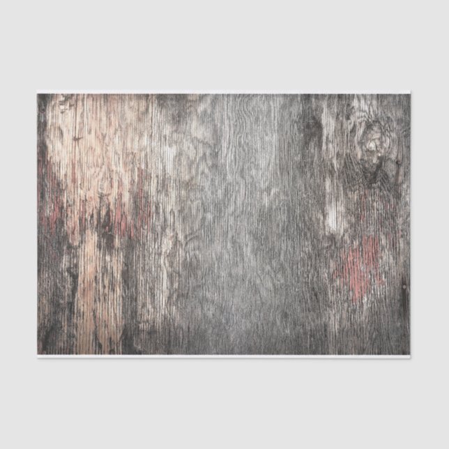 Rustic Country Grey Beige Texture Wood Grain Tissue Paper (Front)