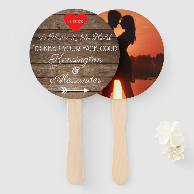Rustic Country Guest Favour Wedding Fan | (Front and Back)