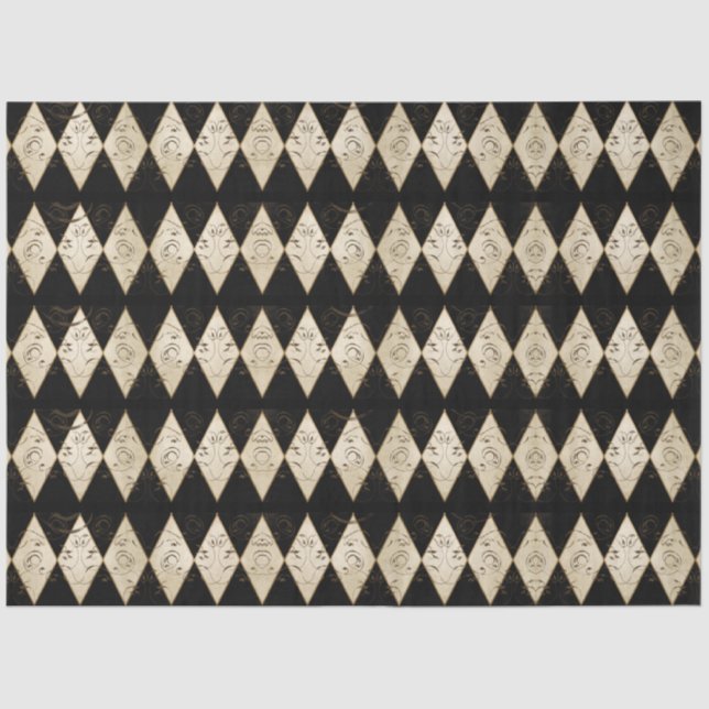 Rustic Country Harlequin Black and Tan Decoupage Tissue Paper (Front)