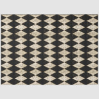 Rustic Country Harlequin Tan and Black Decoupage