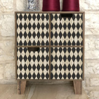 Rustic Country Harlequin Tan and Black Decoupage