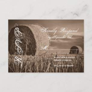 Rustic Country Hay Bale Rural Wedding RSVP Cards