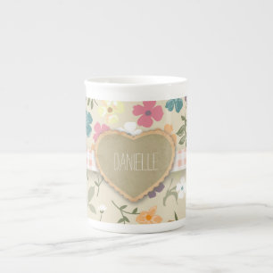 Rustic Country Heart Personalised Bone China Mugs Mug