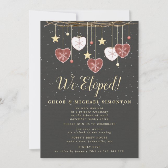Rustic Country Heart We Eloped Elopement Reception Invitation (Front)