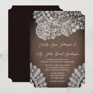 Rustic Country Heirloom Lace Wedding Invitations