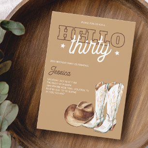 Rustic Country Hello Thirty 30th Birthday Party Invitation
