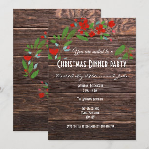 Rustic Country Holiday Christmas Dinner Invitation