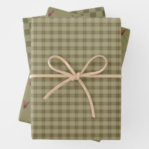 Rustic Country Homespun and Hearts  Wrapping Paper Sheet