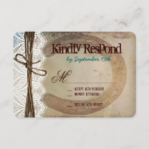 Rustic Country Horseshoe Teal Wedding RSVP Cards