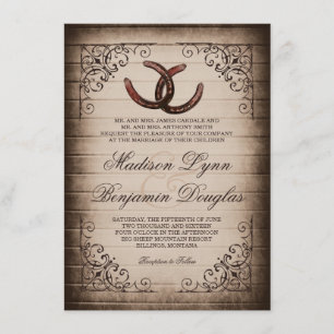 Rustic Country Horseshoe Wedding Invitations