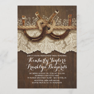 Rustic Country Horseshoes Couple Engagement Party Invitation