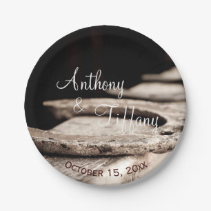 Rustic Country Horseshoes Cowboy Wedding Cake Pape Paper Plate