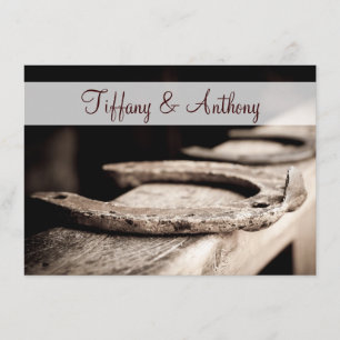 Rustic Country Horseshoes Cowboy Wedding Invites