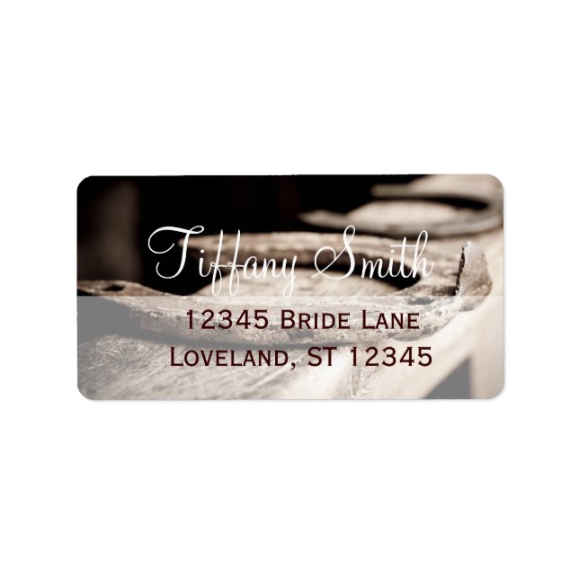 Rustic Country Horseshoes Cowboy Wedding Label (Front)