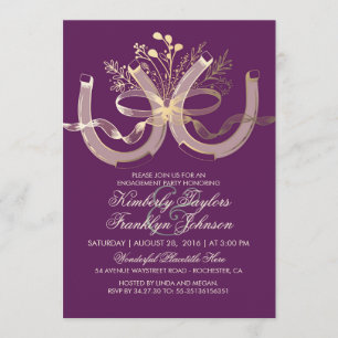 Rustic Country Horseshoes Gold Engagement Party Invitation