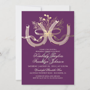 Rustic Country Horseshoes Gold Rehearsal Dinner Invitation