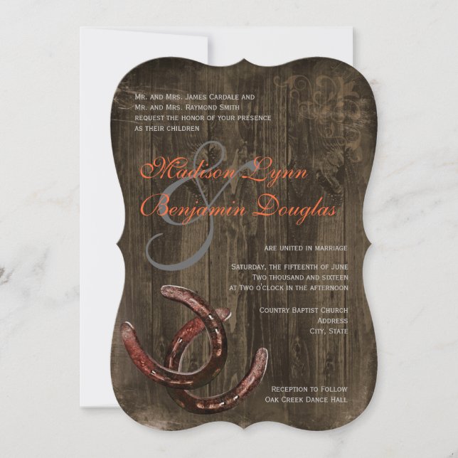 Rustic Country Horseshoes Ver2 Wedding Invitations (Front)