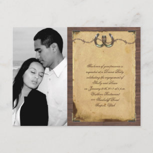 Rustic Country Horseshoes Wedding Engagement Invitation