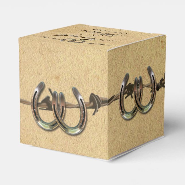 Rustic Country Horseshoes Wedding Favour Box (Back Side)