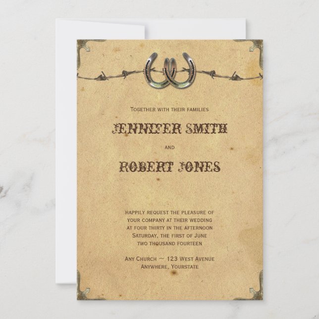Rustic Country Horseshoes Wedding Invitation (Front)