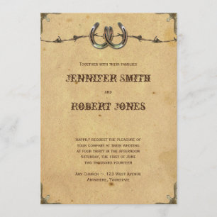 Rustic Country Horseshoes Wedding Invitation