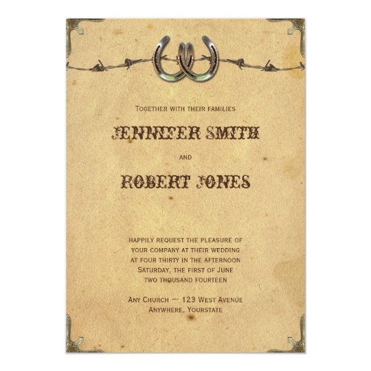 Rustic Country Horseshoes Wedding Invitation
