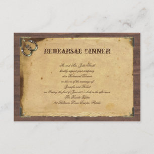 Rustic Country Horseshoes Wedding Rehearsal Invitation