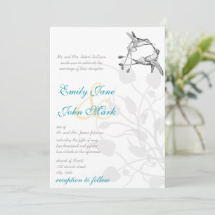 Rustic Country Hummingbird Kiss Love Bird Wedding Invitation