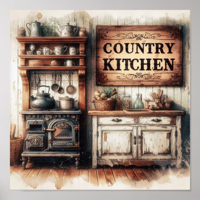 Rustic Country Kitchen 1 Poster (Front)