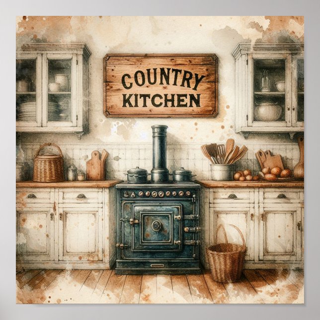 Rustic Country Kitchen 4 Poster (Front)