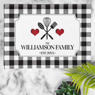 Rustic Country Kitchen Family Name Tea Towel