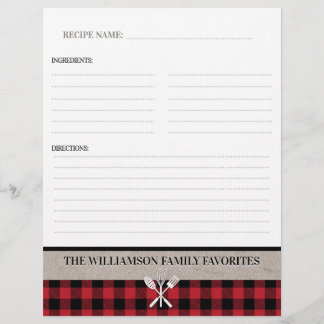 Rustic Country Kitchen Recipe Binder Insert