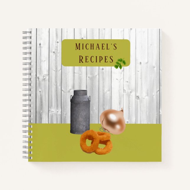 Rustic Country Kitchen with Name Recipe Book (Front)