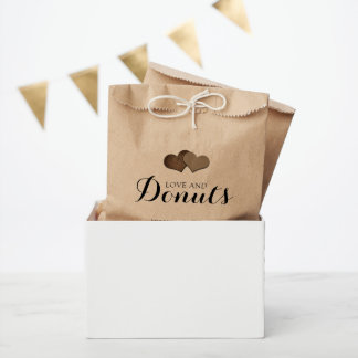 Rustic Country Kraft Paper Love and Doughnuts Wedd Favour Bags