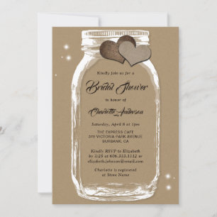 Rustic Country Kraft Paper Mason Jar Bridal Shower Invitation