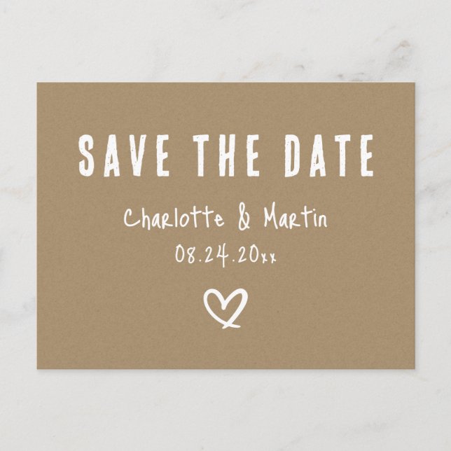 Rustic Country Kraft Paper Save The Date Postcard (Front)