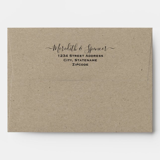 Rustic Country Kraft paper Wedding 5x7 Envelope (Back (Top Flap))